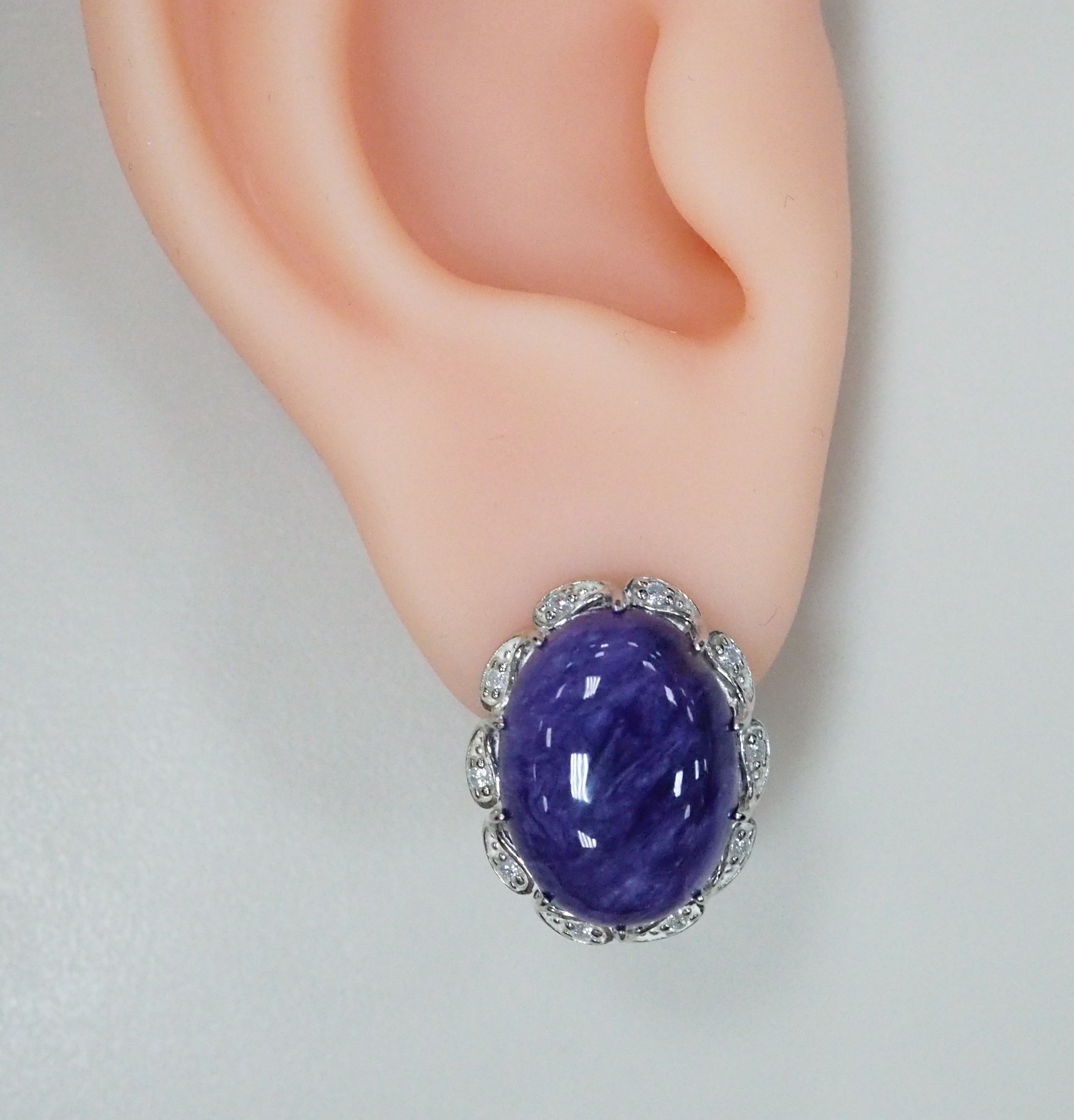 Серебряные серьги с чароитами